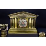 French Late 19th Century Brass Cased - Impressive Architectural Style Mantel Clock.