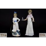 Nao by Lladro Figures ( 2 ) In Total. Comprises 1/ Girl In Night Dress Holding a Candle. 10.
