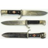 German Hitler Youth Knife with Etched Blade and Marked Solingen to Top of Blade GES.