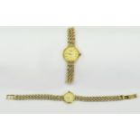 Ladies Rotary Quartz 9ct Gold Wrist Watch with Integral 9ct Gold Weave Bracelet. c.1990's. Fully