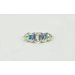 Mercury Mystic Topaz Five Stone Band Ring, a central, octagon cut 1.75ct topaz flanked by two