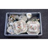 Box of Assorted Pottery including Copeland Spode 'Chinese Rose' No 629599 part dinner service,