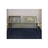 Contempory Glass Coffee Table rectangular glass and chrome table of plain form with a single glass