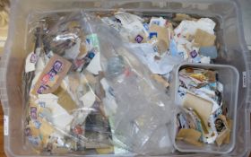 Very Large Box Of Mostly British Stamps On Paper,