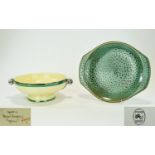 Spode Royal Jasmine Patterned Art Deco Punch Bowl with silver and green banding to the top rim,