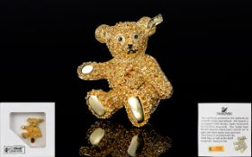 Swarovski For Steiff Limited Edition Boxed Teddy Bear Brooch A gold tone brooch by Swarovski in