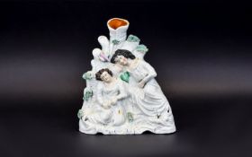 Staffordshire 19th Century - Nice Quality Pearl ware Figural Spill Vase ' Children Sleeping In The