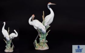 Lladro - Top Quality Porcelain Figure Group ' Courting Cranes ' Model Num 1611.