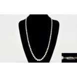 Ciro Vintage - Single Strand Pearl Necklace with a 9ct White Gold Clasp. In Excellent Condition &