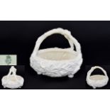 Worcester Mid 19th Century White Ceramic / Posy Bow / Basket with Floral and Naturalistic