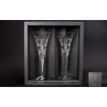 Waterford Crystal Toast To The Year 2000 Cut Crystal Pair of Toasting Flutes ' Fourth Toast '