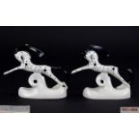 A Pair Of Soviet Russian USSR Porcelain Korosten Foal Figures Two grey and black figures in the