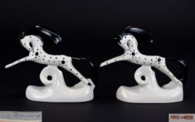 A Pair Of Soviet Russian USSR Porcelain Korosten Foal Figures Two grey and black figures in the