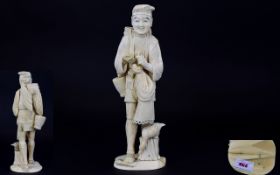 A Large Japanese 19th Century Caved Ivory Figure of a Travelling Merchant.