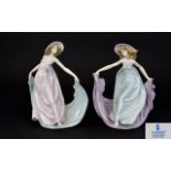 A Fine Pair of Lladro Porcelain Figurines ' May Dance ' and ' Spring Dance '.