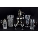 Small Assortment of Glass Ware comprising Pilgrim Silver Plated and Mulled Wine Heater,