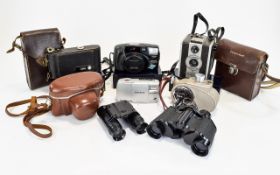 A Collection of Vintage Cameras comprising G B Bell and Howell Double Run Eight Model 605,