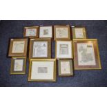 Collection Of 11 Framed Lancashire Maps, 18th/19thC, Publishers To Include William Darton. Eman