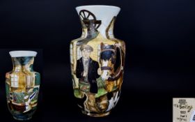 Burslem - Stoneware Rare and One Off Handmade and Hand Painted Huge - Signed Pottery Trial Vase.