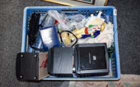 Box of Assorted Collectables including boxed modern ornaments, glassware, CD player,