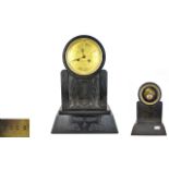 French - Impressive Egyptian Revival Black Marble Mantel Clock.