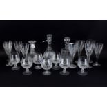 Glass Drinking Set comprising Thomas Webb Decanter plus two others, all with star cut bases,