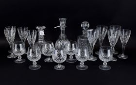 Glass Drinking Set comprising Thomas Webb Decanter plus two others, all with star cut bases,