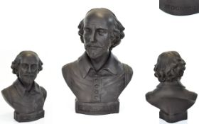 Wedgwood Black Basalt Bust Of William Shakespeare. introduces March 1976. Approx 10 inches tall.