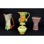 A Collection of 1930's Period Hand Painted Ceramic Items ( 4 ) Four In Total.