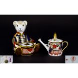 Royal Crown Derby Paperweight ' Drummer Bear ' Seated Teddy Bear with Drum.