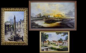 Three Oil On Canvas Paintings Signed Chamberlain The first,