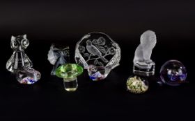 Small Collection of Glass Paperweights 9 in total to include rabbit & bird figures etc...