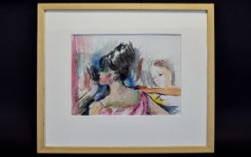 Rowland Suddaby ( 1912 - 1973) "Ballerinas". Watercolour 10"x 13.25".