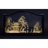 Chinese - Good Quality Hand Crafted Sculpture of a Chinese Village Made of Cork, Displayed In