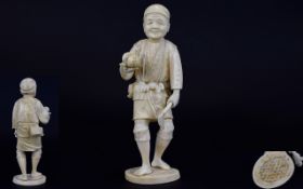 Japanese Meiji Period 1864 - 1912 Carved Okimono Ivory Figure of Excellent Quality,