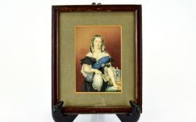 A Very Good Quality 19th Century Miniature Portrait Painting of Young Queen Victoria,