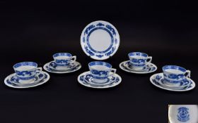 George Jones & Sons Blue and White ( 16 ) Piece Part Tea Service ' Dragon ' Pattern. Comprises 5