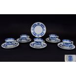 George Jones & Sons Blue and White ( 16 ) Piece Part Tea Service ' Dragon ' Pattern. Comprises 5