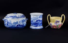 Three Pieces of Pottery comprising Radford Burslam two handled flower bowl,