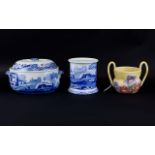 Three Pieces of Pottery comprising Radford Burslam two handled flower bowl,