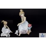 Lladro Porcelain Figurine ' Girl on Telephone ' Chit Chat. Model No 5466. Issued 1988 - Retired.