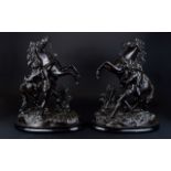 A Pair of Decorative Spelter Horse Figure 17" high