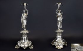 A Stunning And Very Fine Mid Victorian Solid Silver Figural Centrepiece Of Wonderful Proportions