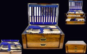 A Fine Quality Box / Cabinet Containing ( 109 ) Piece Cutlery Set, Made By Viners and Hall,