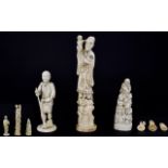 A Small Collection of Japanese Meiji Period 1864 - 1912 Well Carved Ivory Figures ( 3 ) Three In