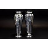 A Pair Of Early 20th Century Beldray Metalware Vases Two trumpet form vases in late nouveau style