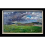 John Bowles (20th Century) ''Susex Storm''. Oil On Board. 18'' x 33''. Signed and dated `87. Works