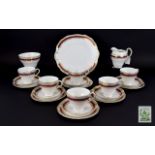 Salisbury Bone China Part Teaset comprising 6 cups, saucers and side plates, milk jug and sugar
