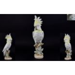 Royal Dux - Hand Painted and Impressive Porcelain Figure of a Cockatoo Perched on a Branch,