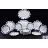 Losol Ware Keeling & Co Blue and White Part Dinner Service ( 25 ) Pieces In Total ' Bowness '